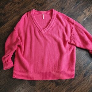 Women's Pink V-Neck Sweater